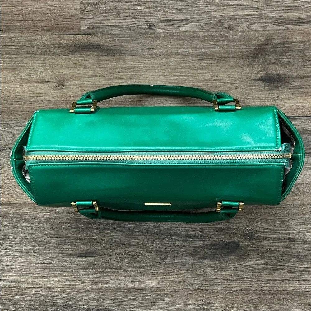 IMAN Faux Leather Purse Tote Handbag Green Gold Studded Designer Luxury Classic - Picture 4 of 12